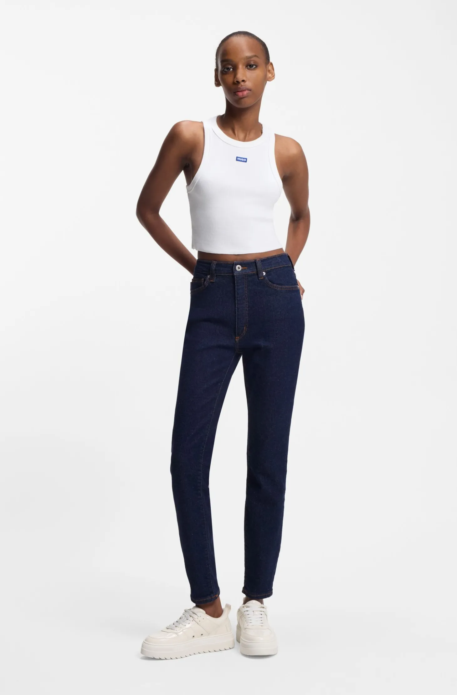 Skinny-Fit Jeans aus dunkelblauem Stretch-Denim