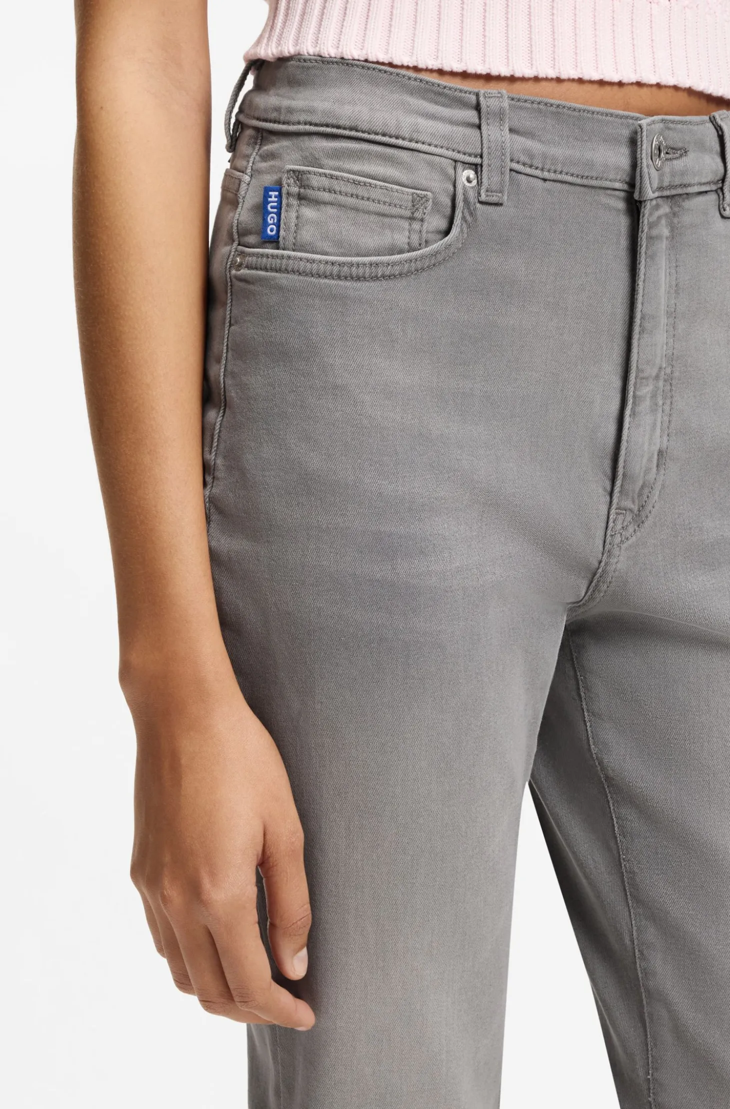 Skinny-Fit Jeans aus dunkelgrauem Stretch-Denim