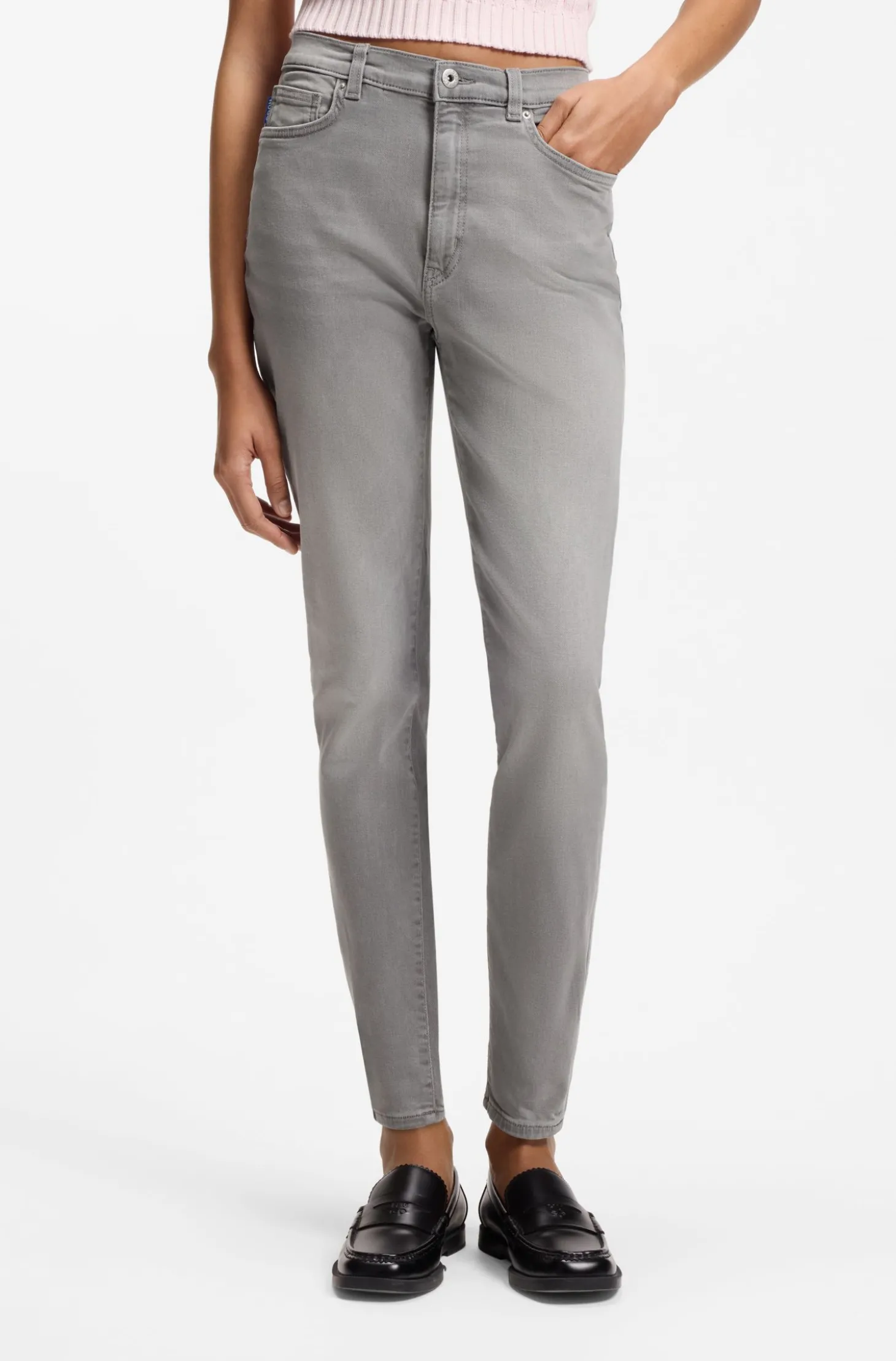 Skinny-Fit Jeans aus dunkelgrauem Stretch-Denim