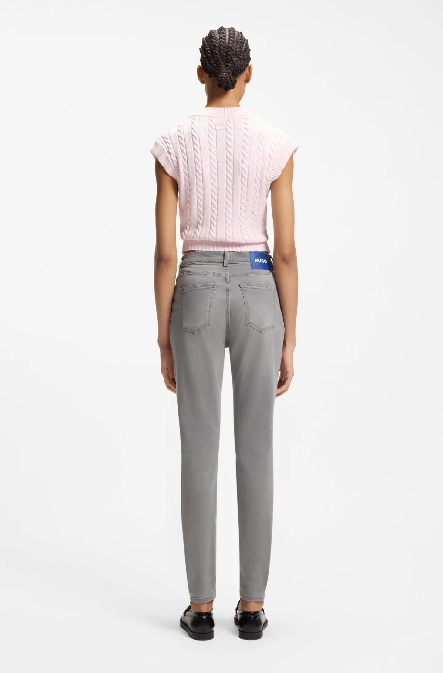 Skinny-Fit Jeans aus dunkelgrauem Stretch-Denim
