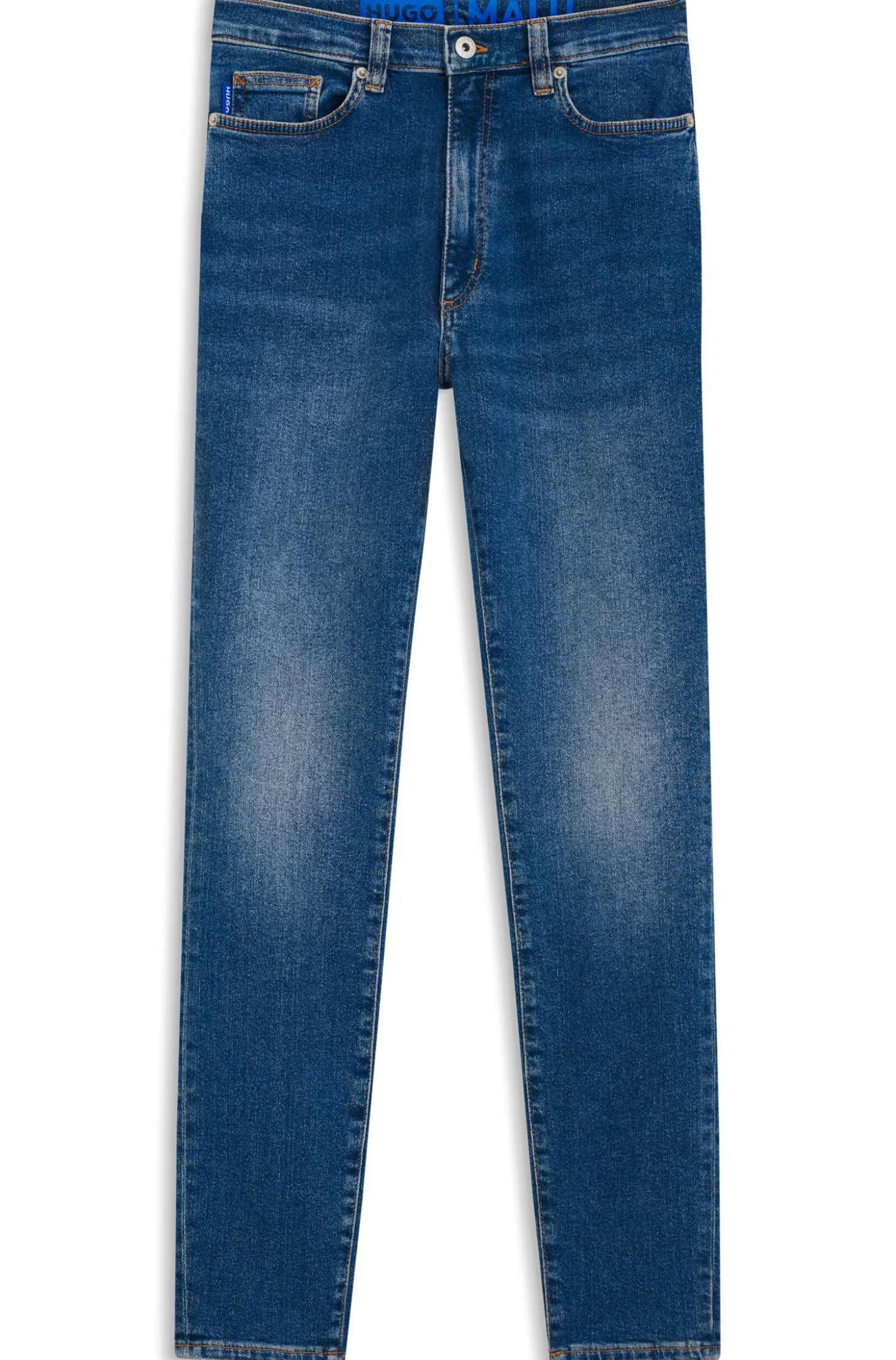 Skinny-Fit Jeans aus mittelblauem Stretch-Denim