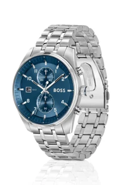 SKYTRAVELLER Chronograph mit blauem Zifferblatt und Edelstahlarmband