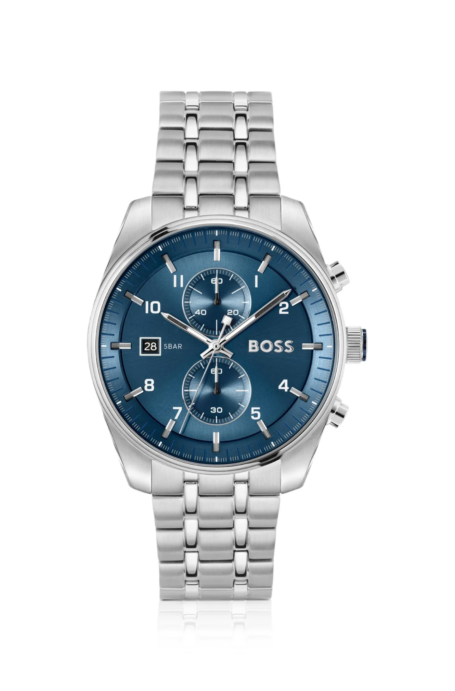SKYTRAVELLER Chronograph mit blauem Zifferblatt und Edelstahlarmband