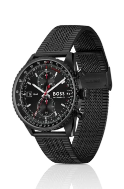Skytraveller Pro schwarz beschichtete Uhr mit Saphirkristall