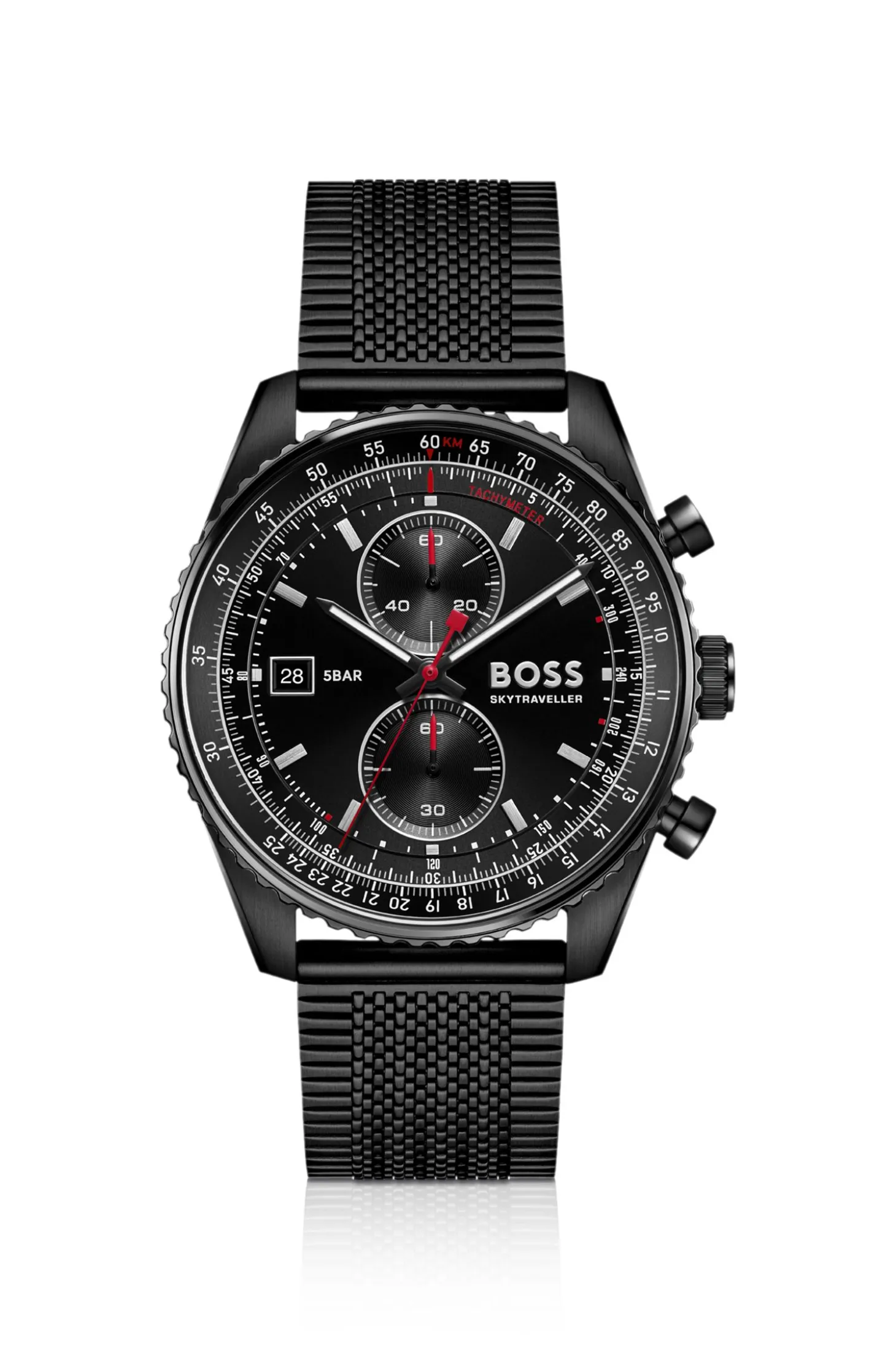 Skytraveller Pro schwarz beschichtete Uhr mit Saphirkristall