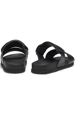 Slides aus Leder mit Klettverschlussriemen
