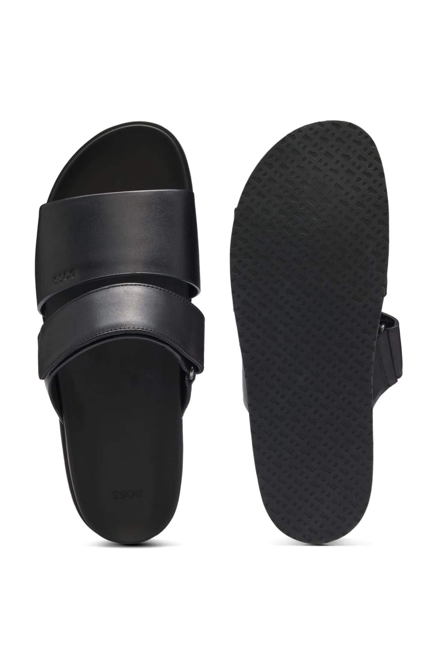 Slides aus Leder mit Klettverschlussriemen