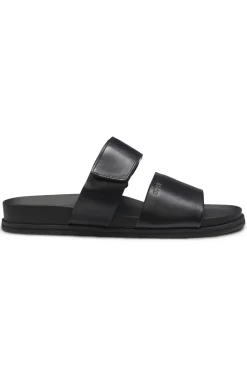 Slides aus Leder mit Klettverschlussriemen