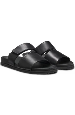 Slides aus Leder mit Klettverschlussriemen