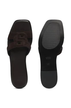 Slides aus Veloursleder mit gesticktem Double-B-Monogramm
