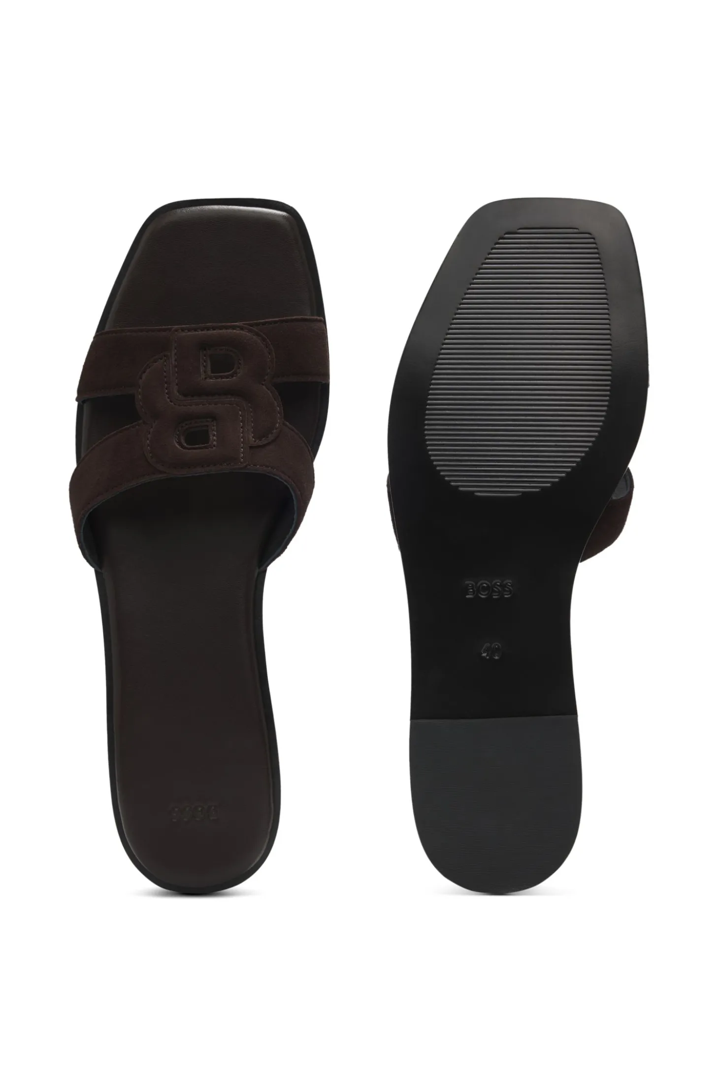 Slides aus Veloursleder mit gesticktem Double-B-Monogramm