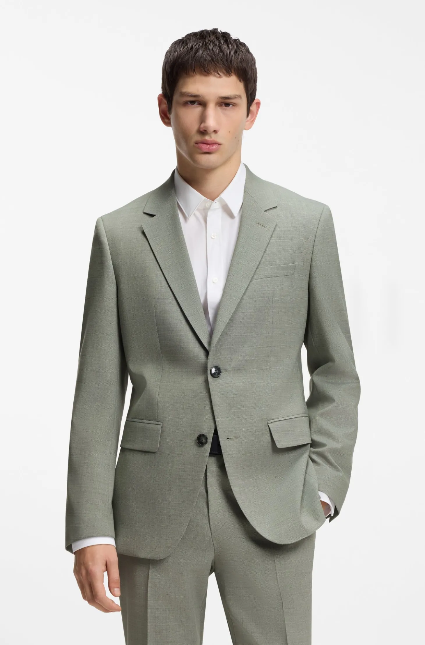 Slim-Fit Anzug aus strukturiertem Stretch-Gewebe