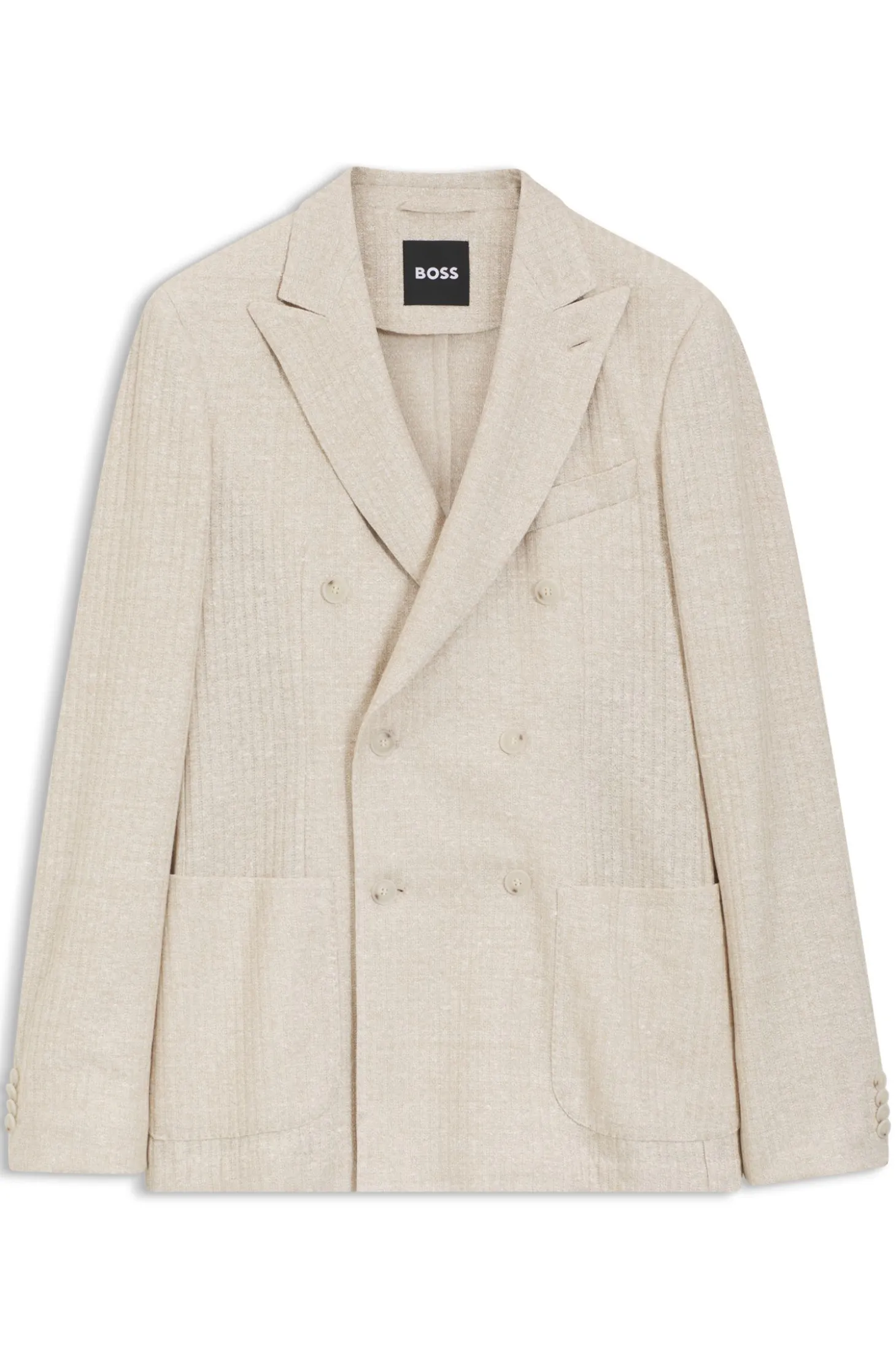 Slim-Fit Blazer aus gestreiftem Leinen-Mix mit Baumwolle