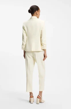 Slim-Fit Blazer aus japanischem Krepp mit gerafften Ärmeln