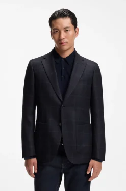 Slim-Fit Blazer aus karierter Schurwolle