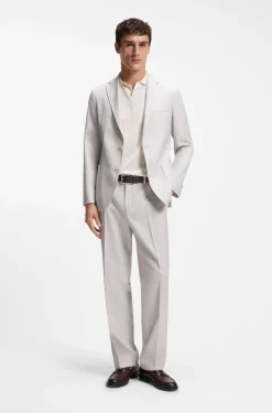 Slim-Fit Blazer aus karierter Schurwolle und Baumwolle