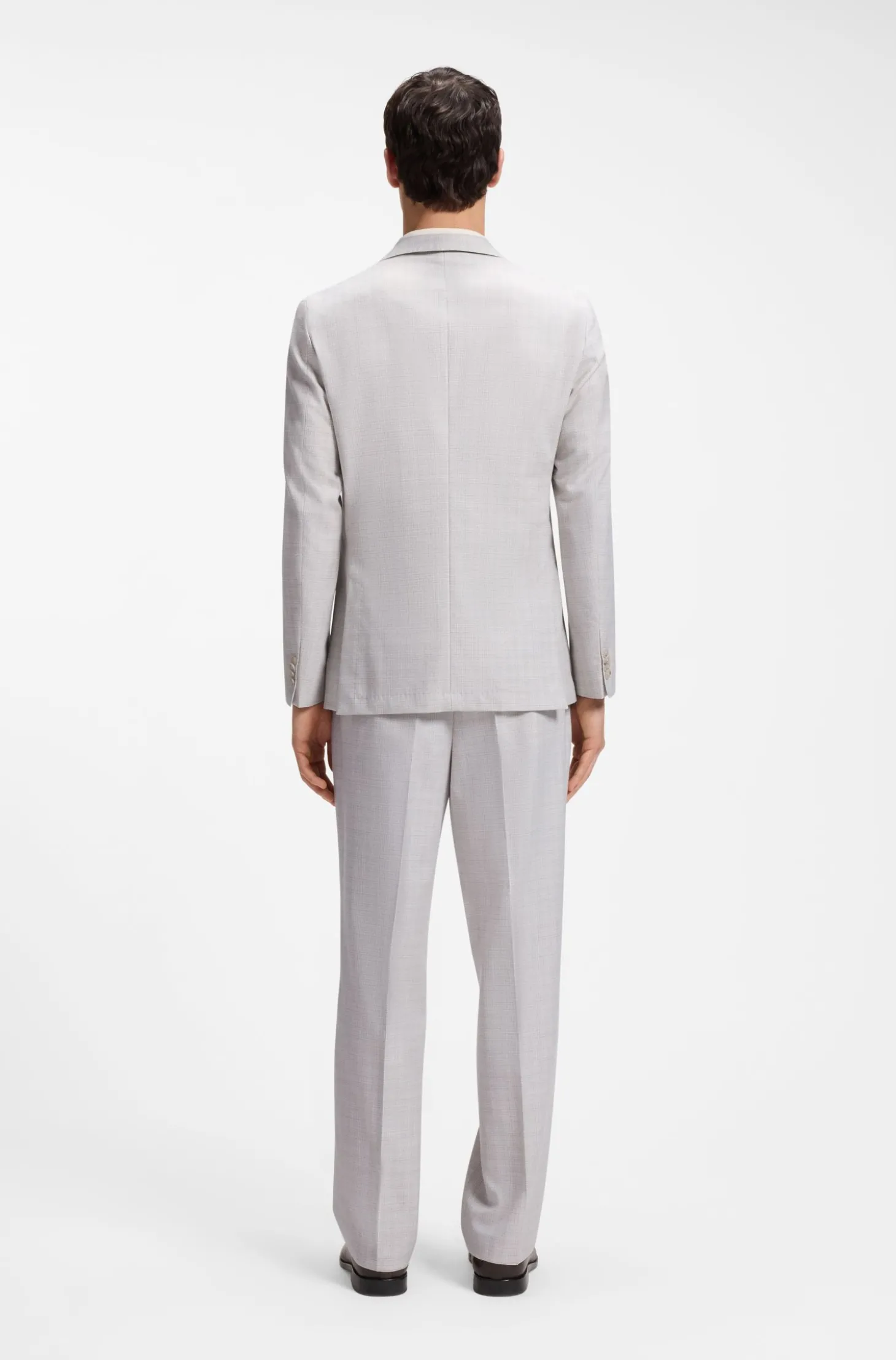 Slim-Fit Blazer aus karierter Schurwolle und Baumwolle