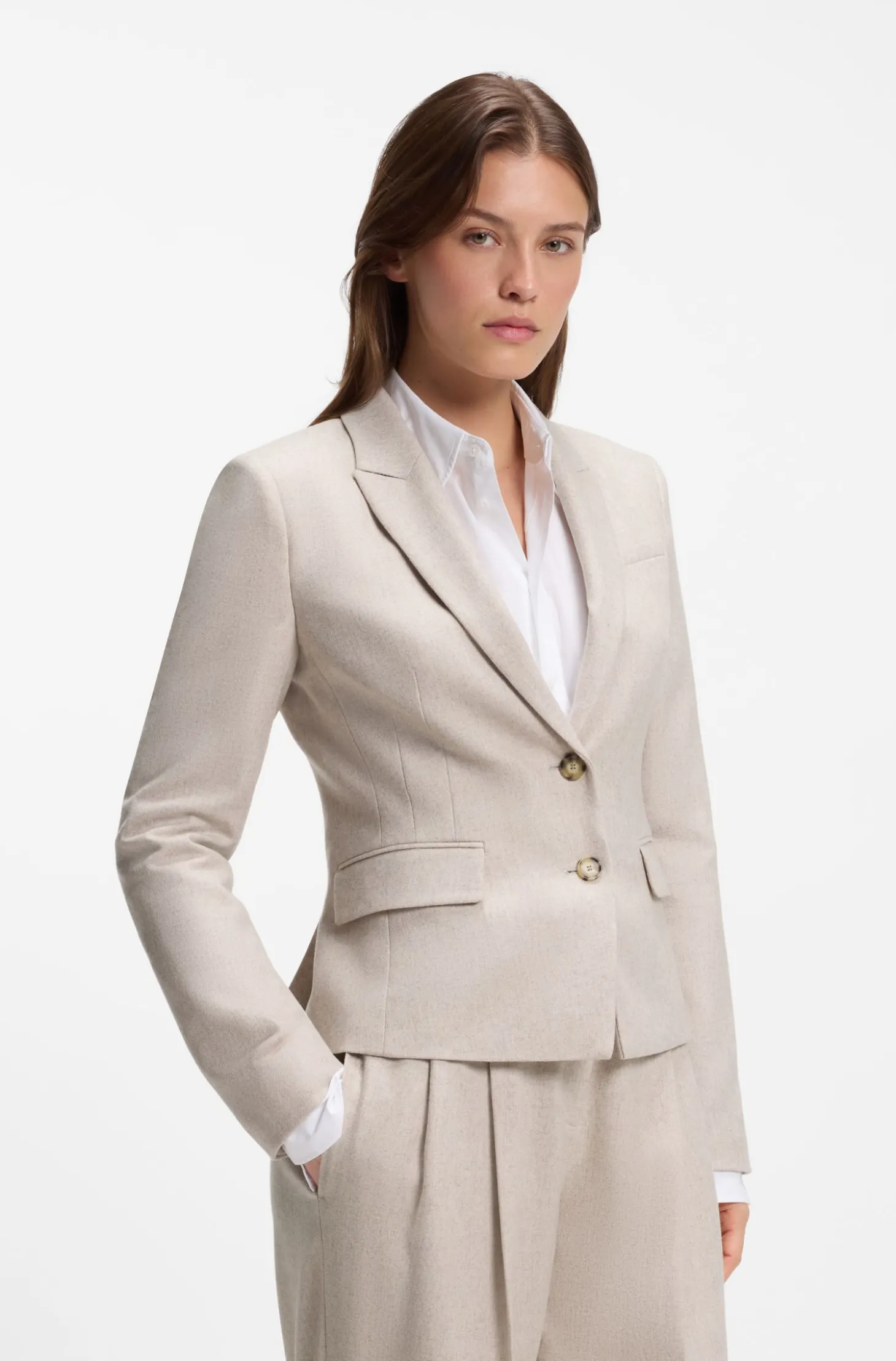 Slim-Fit Blazer aus meliertem Flanell
