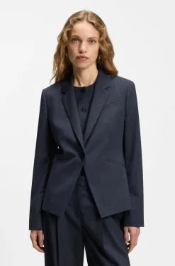 Slim-Fit Blazer aus melierter Schurwolle