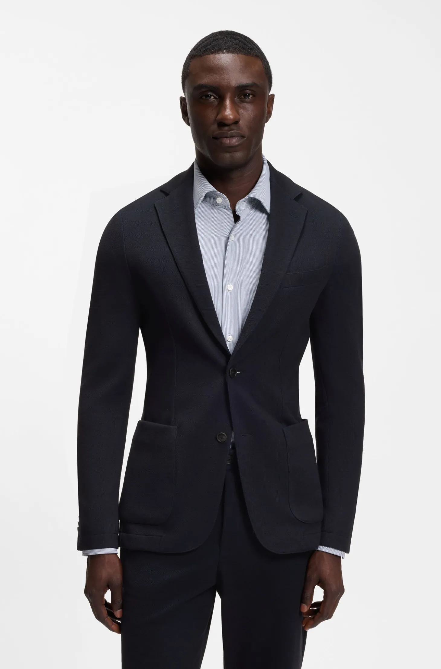 Slim-Fit Blazer aus Stretch-Jersey mit Mikromuster