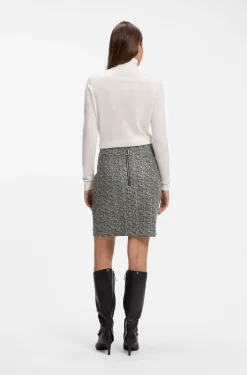 Slim-Fit Bleistiftrock mit Fischgrätmuster
