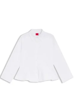 Slim-Fit Bluse aus Baumwolle mit Schößchensaum