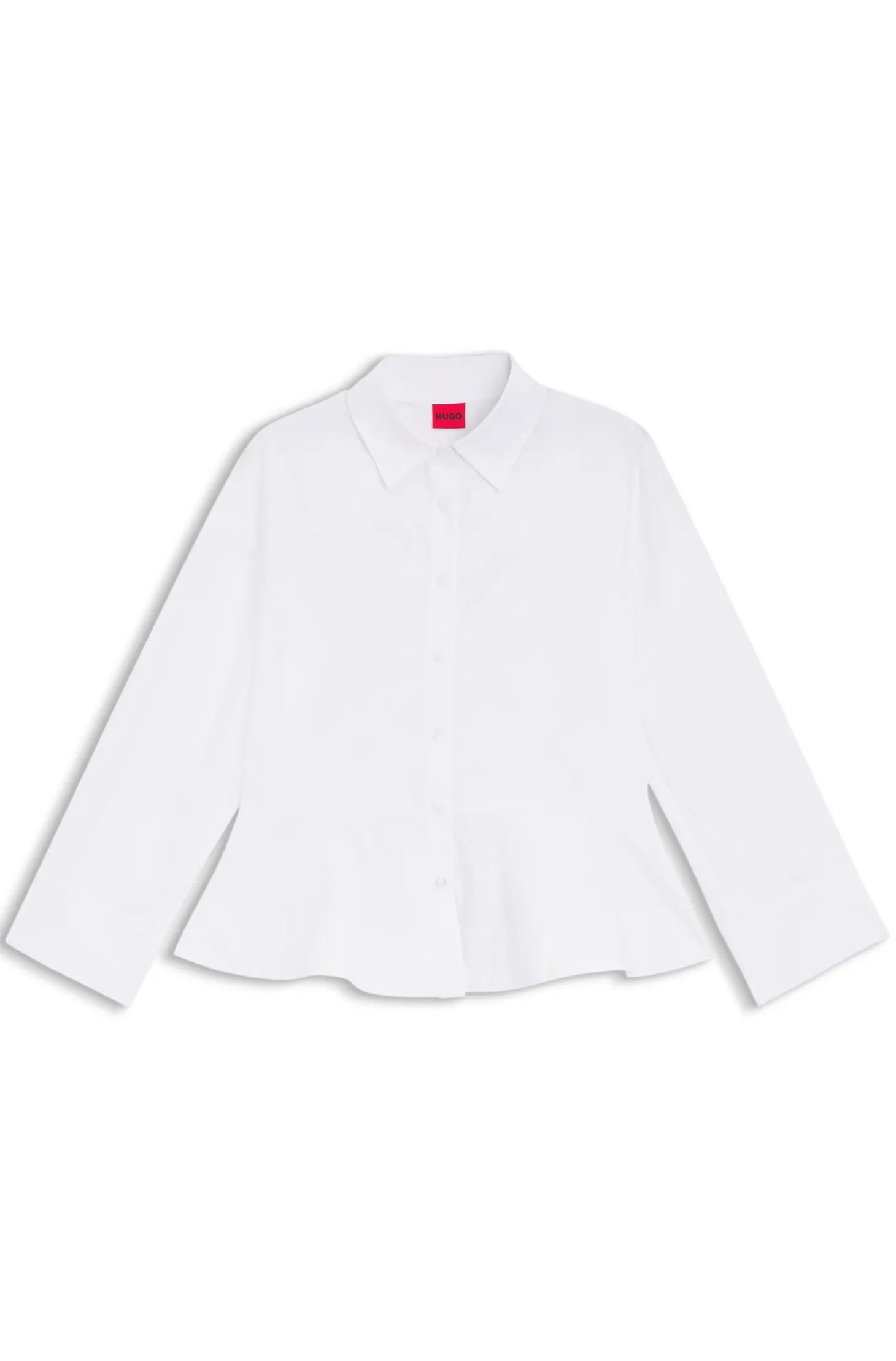 Slim-Fit Bluse aus Baumwolle mit Schößchensaum