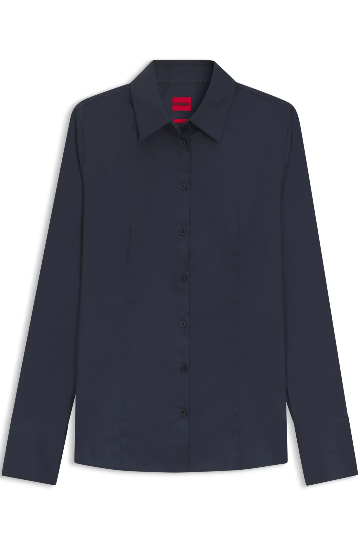 Slim-Fit Bluse aus bügelleichtem Baumwoll-Mix mit Twill-Struktur