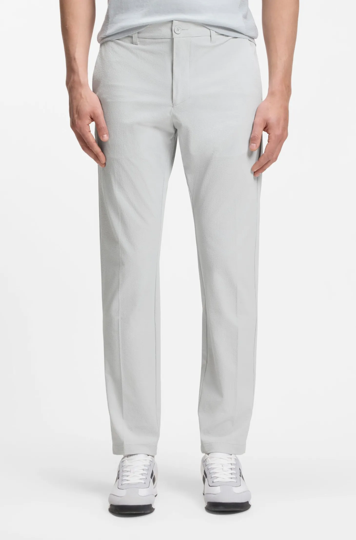 Slim-Fit Chino aus elastischem Seersucker
