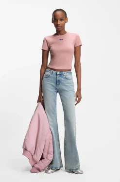Slim-Fit Cropped T-Shirt aus Stretch-Baumwolle
