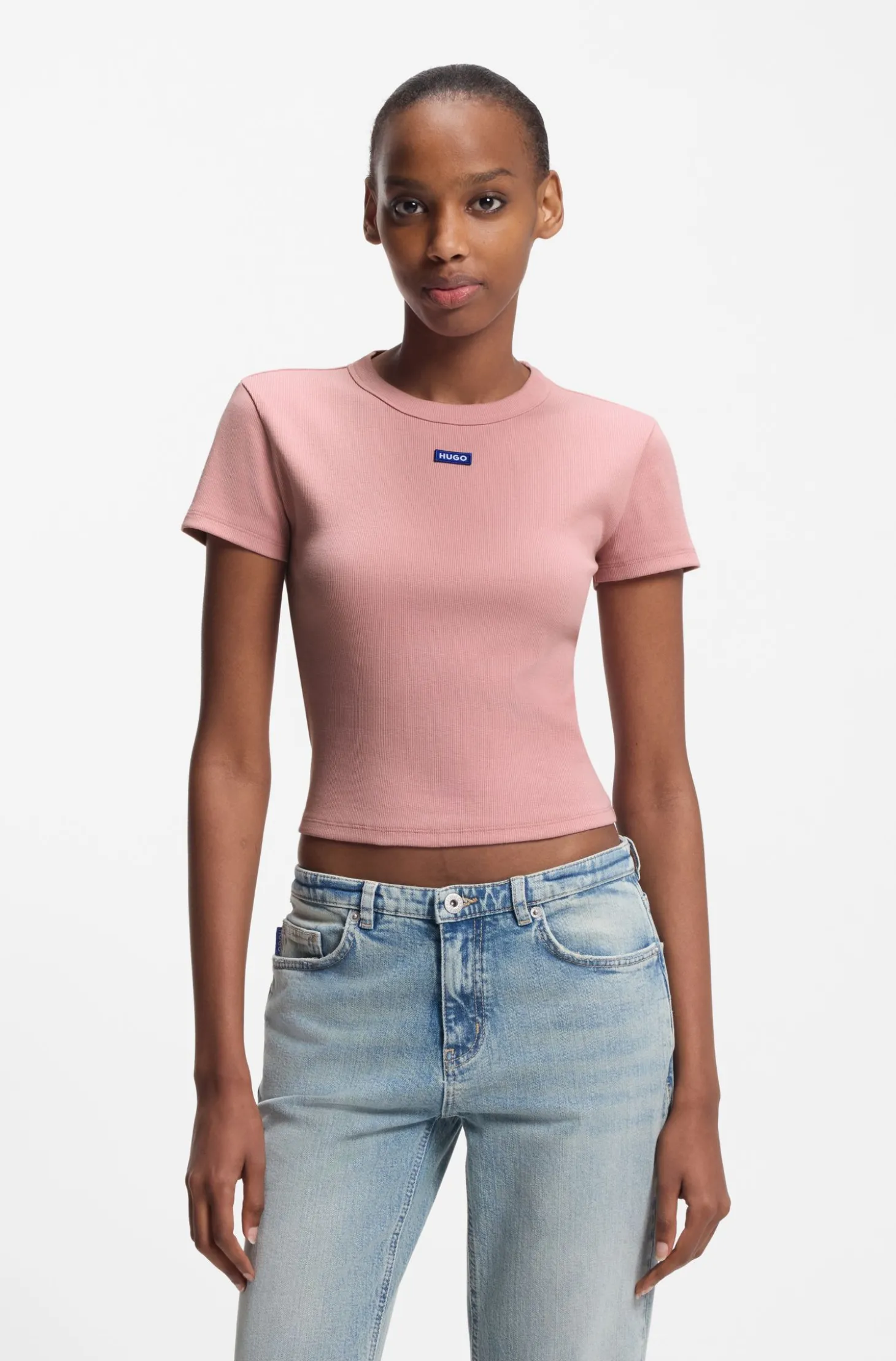 Slim-Fit Cropped T-Shirt aus Stretch-Baumwolle