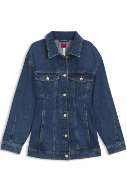Slim-Fit Denim-Jacke mit Sanduhr-Silhouette aus japanischem Baumwoll-Denim