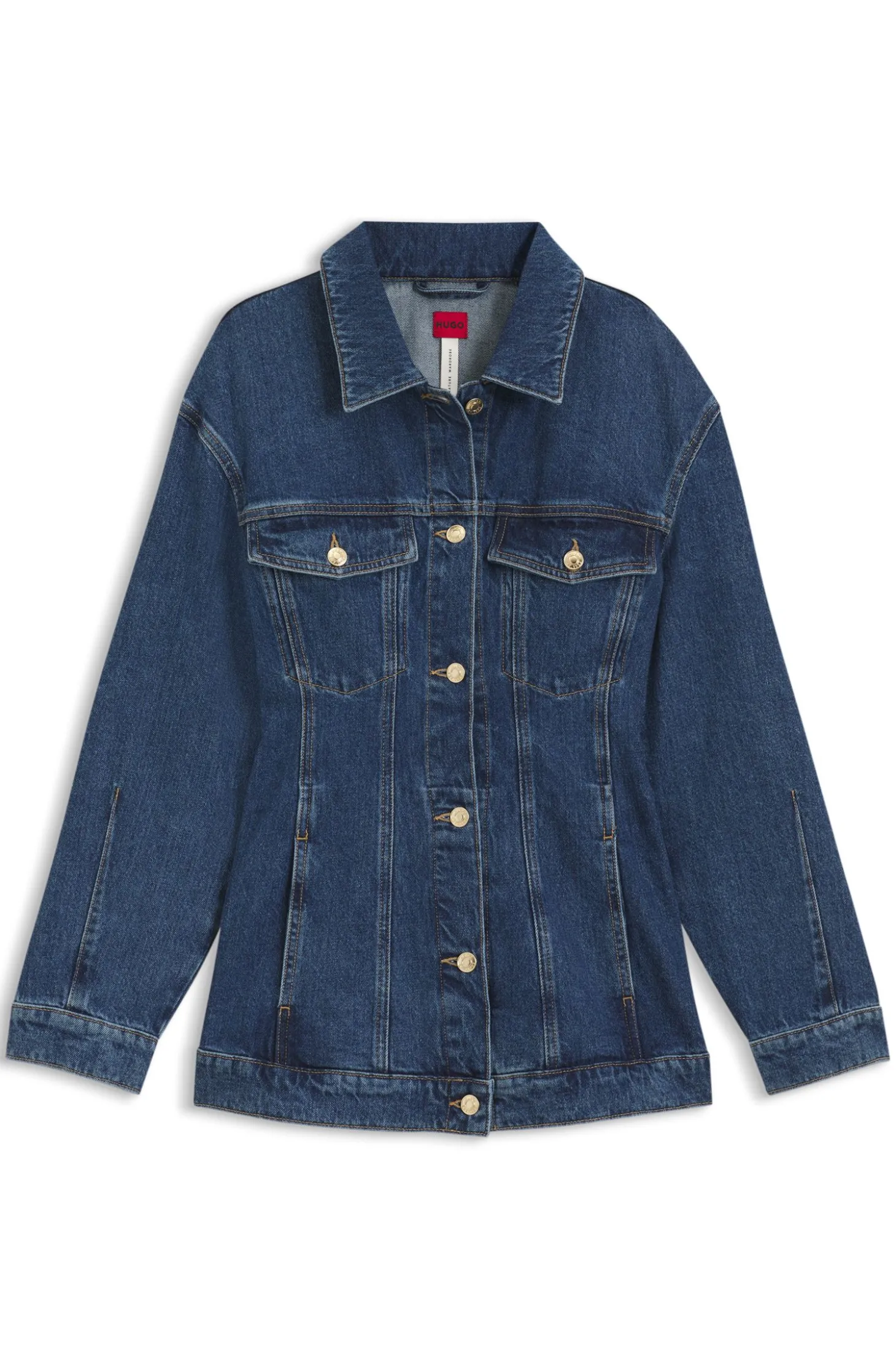 Slim-Fit Denim-Jacke mit Sanduhr-Silhouette aus japanischem Baumwoll-Denim