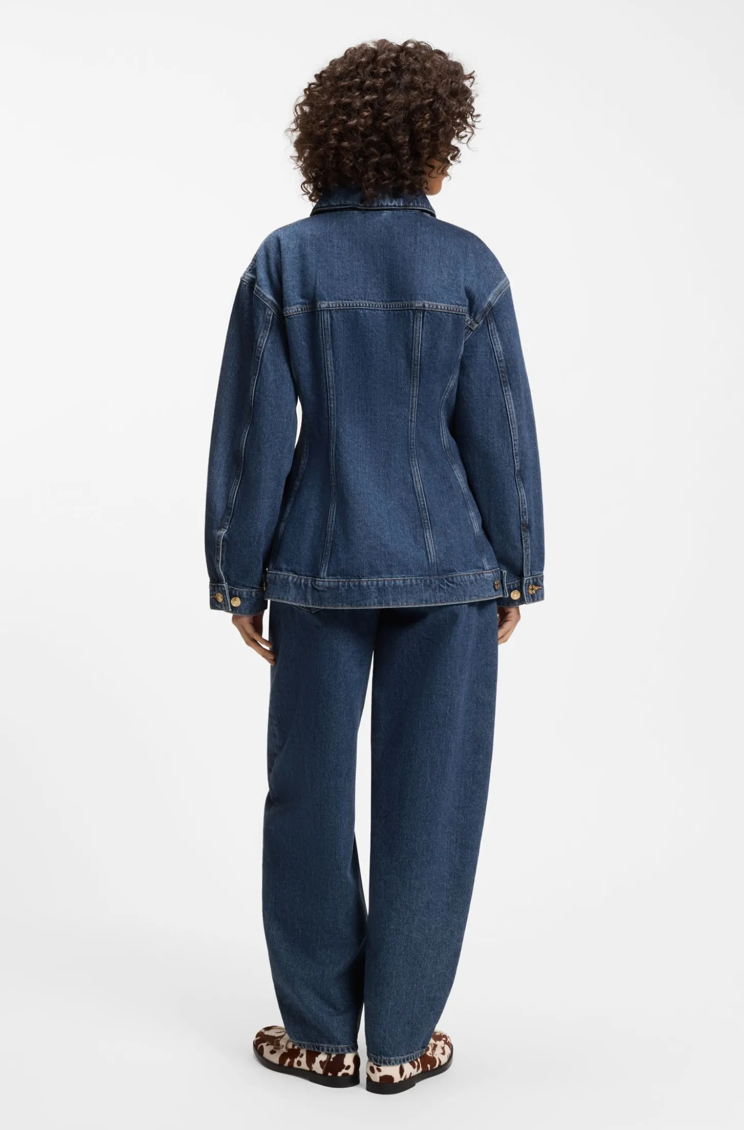 Slim-Fit Denim-Jacke mit Sanduhr-Silhouette aus japanischem Baumwoll-Denim
