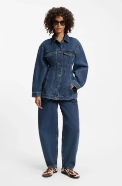 Slim-Fit Denim-Jacke mit Sanduhr-Silhouette aus japanischem Baumwoll-Denim