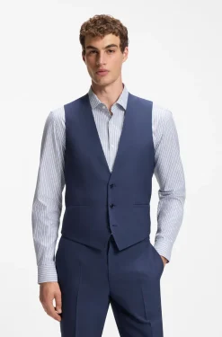Slim-Fit Dreiteiler Anzug aus Woll-Mix mit Popeline-Struktur
