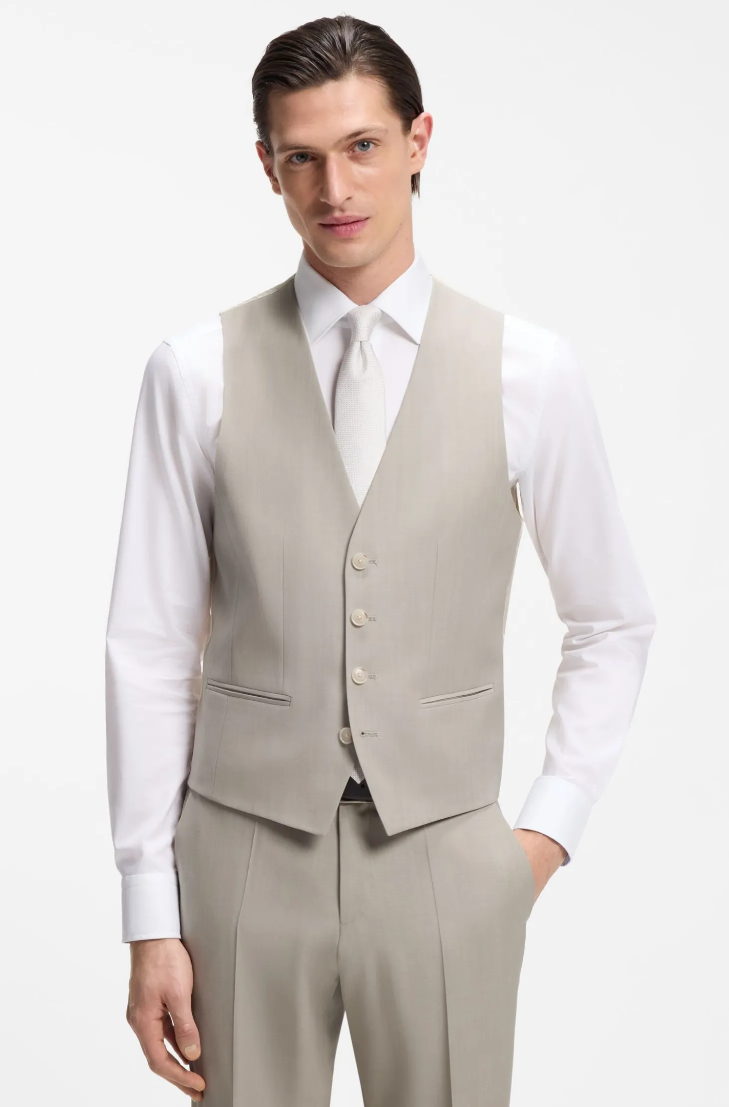 Slim-Fit Dreiteiler aus Schurwolle