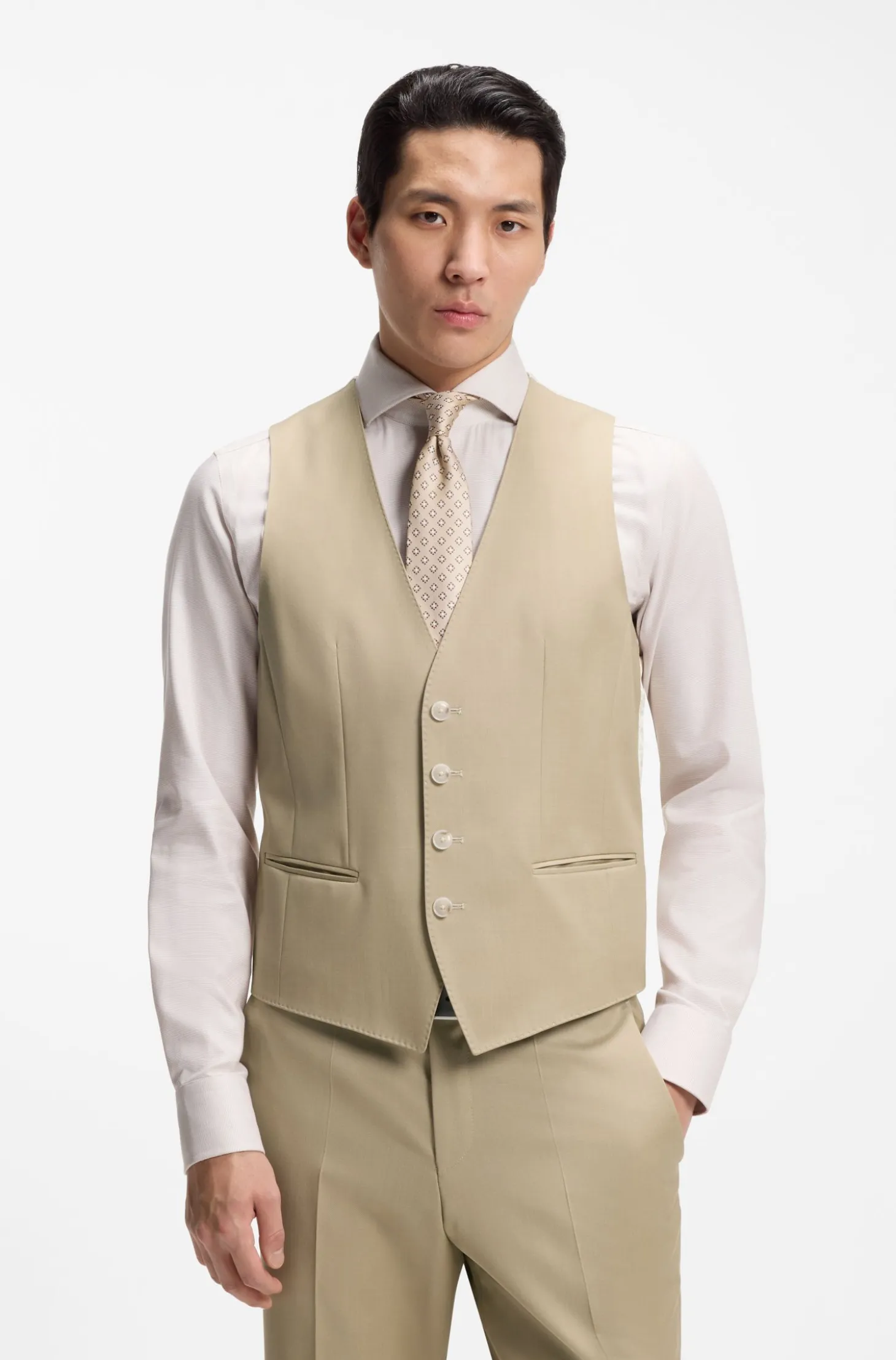 Slim-Fit Dreiteiler aus Schurwoll-Serge