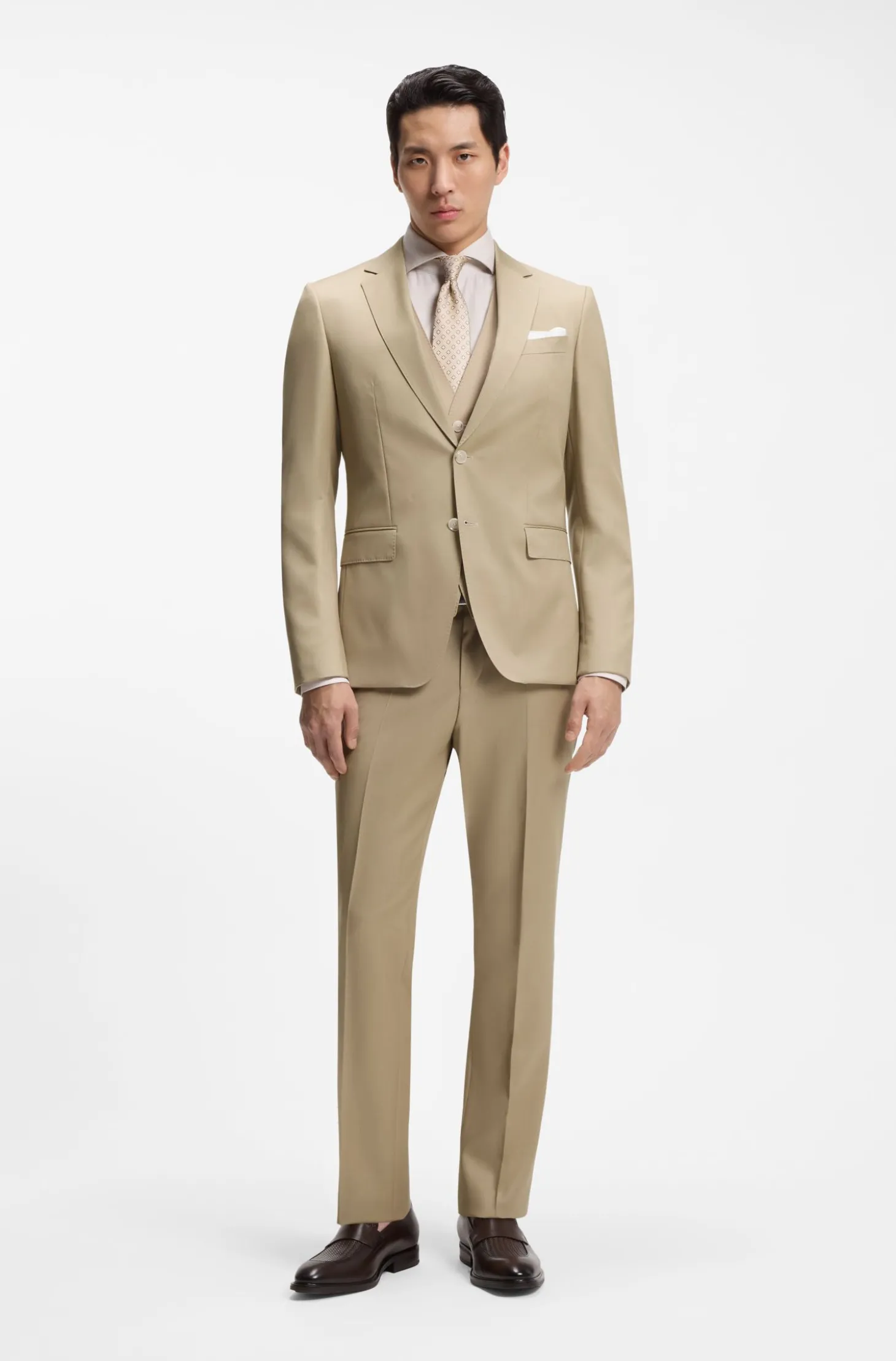 Slim-Fit Dreiteiler aus Schurwoll-Serge
