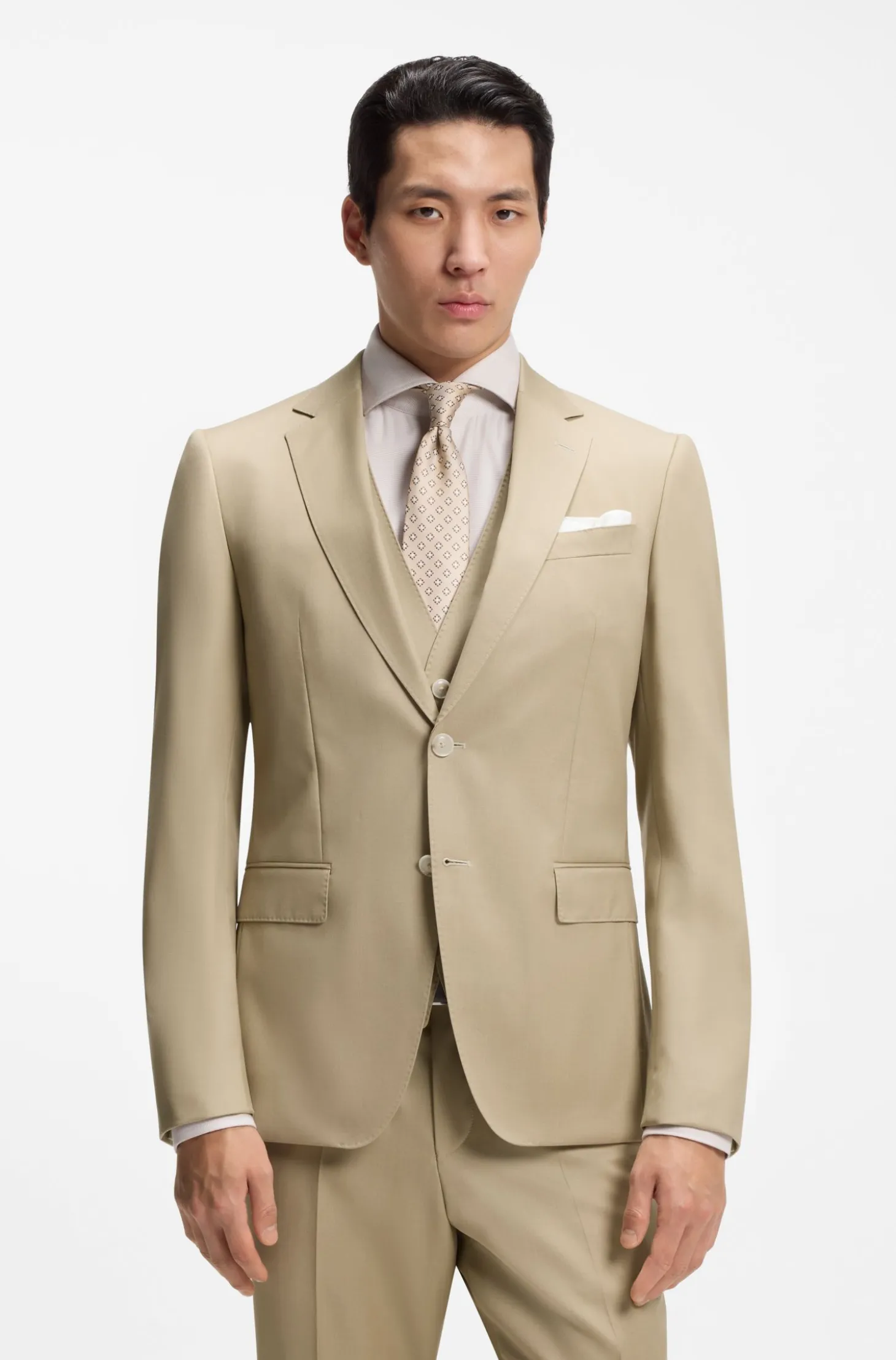 Slim-Fit Dreiteiler aus Schurwoll-Serge