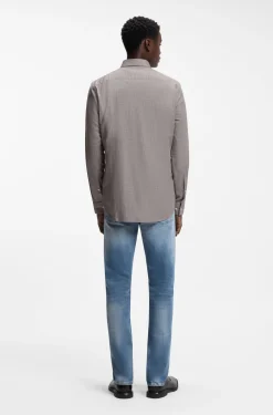 Slim-Fit Hemd aus Baumwolle und Leinen