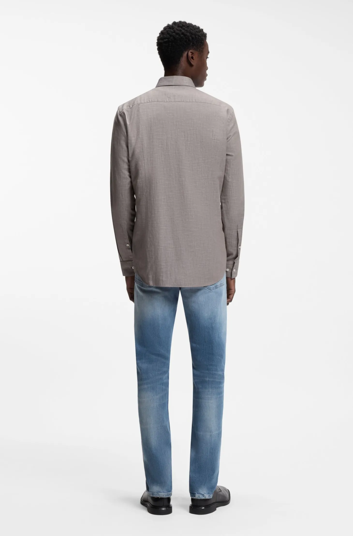 Slim-Fit Hemd aus Baumwolle und Leinen
