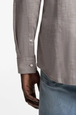 Slim-Fit Hemd aus Baumwolle und Leinen