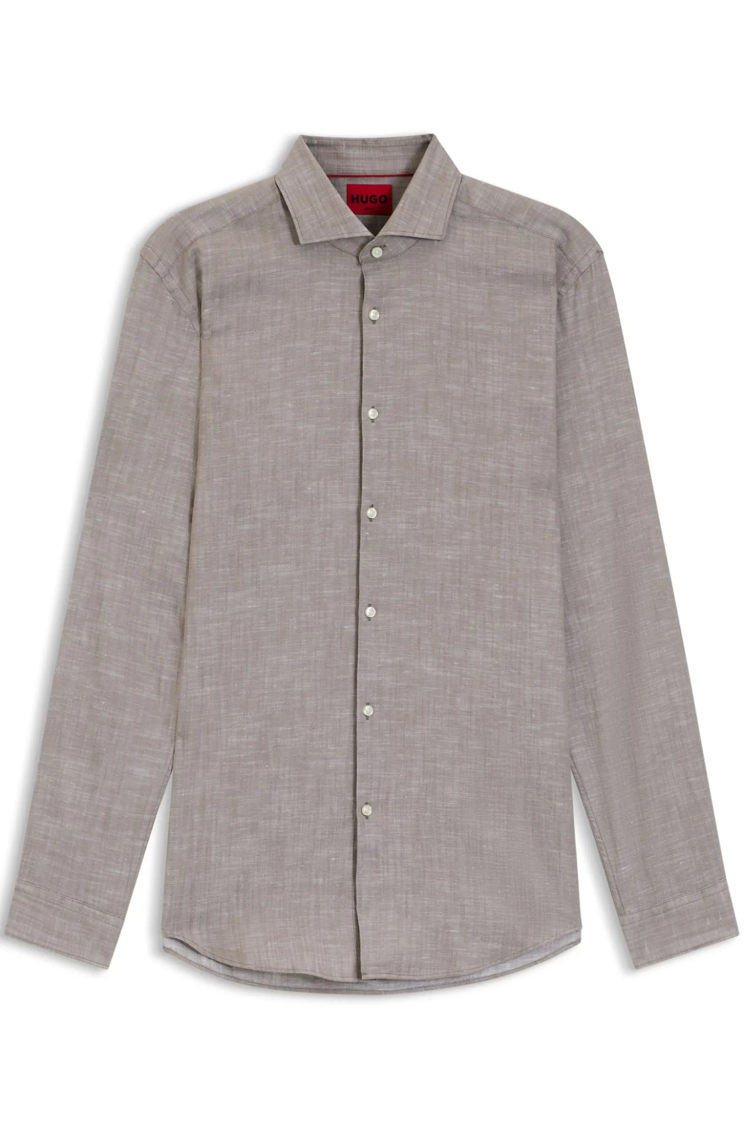 Slim-Fit Hemd aus Baumwolle und Leinen