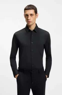 Slim-Fit Hemd aus Baumwoll-Mix mit Performance-Stretch