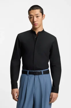 Slim-Fit Hemd aus bügelleichter Baumwoll-Popeline
