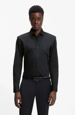 Slim-Fit Hemd aus bügelleichter Baumwoll-Popeline