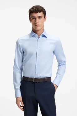 Slim-Fit Hemd aus bügelleichter Baumwoll-Popeline