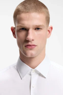 Slim-Fit Hemd aus bügelleichter Baumwoll-Popeline