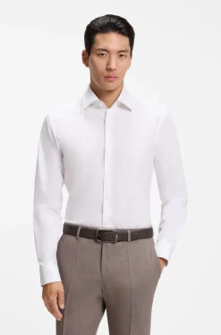 Slim-Fit Hemd aus bügelleichter Stretch-Baumwolle